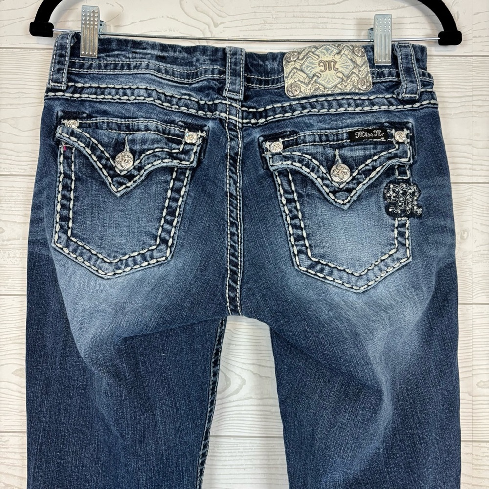 Miss Me Denim Easy Skinny Jeans White Stitch Size 27